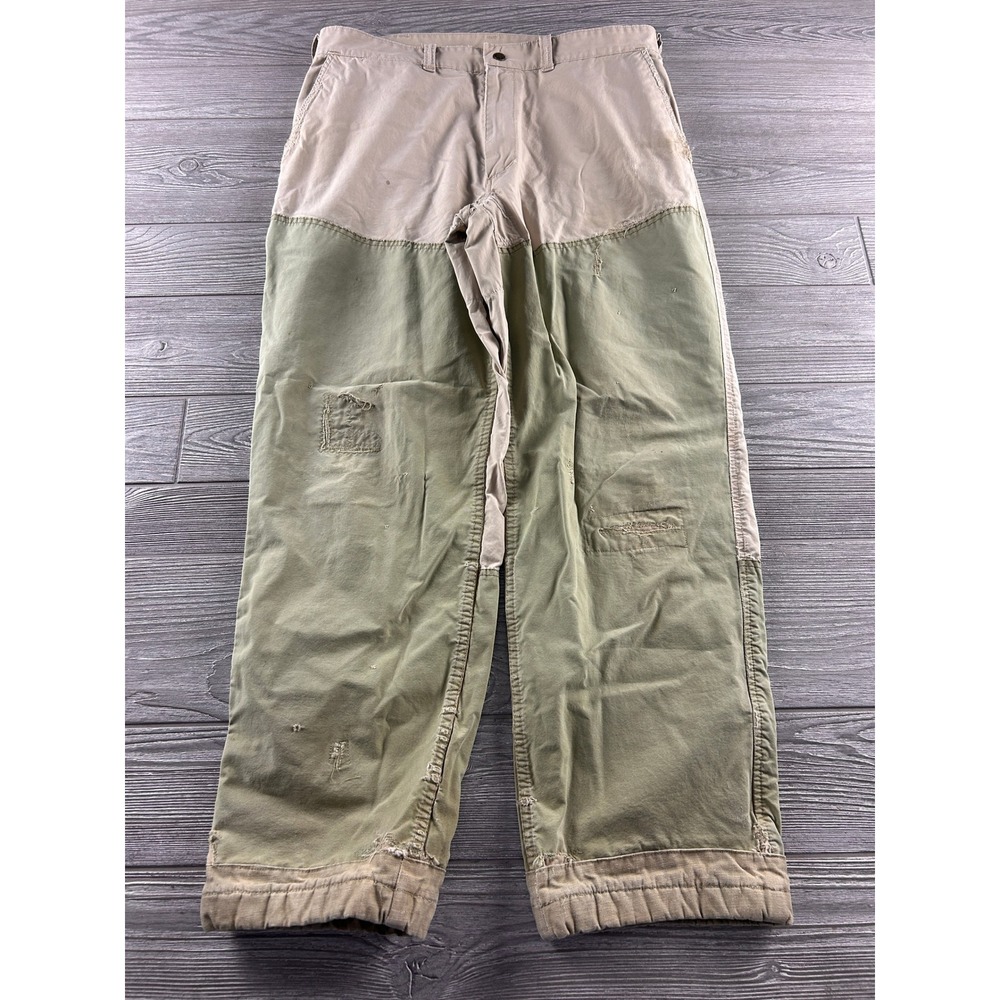 Filson Vintage Two Tone Hunting Pants Mens 34x28 Tan Olive Green Workwear